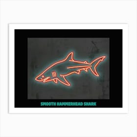 Orange Smooth Hammerhead Neon Shark 8 Poster Art Print