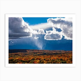 Cumulus Clouds Towering High Above A Serene Autumnal Landscape Sunlight Piercing Through Overcast S (7) 1 Affiche