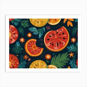 Fruit Slices Seamless Pattern Art Print