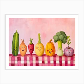 Vegetable Friends Checkerboard 2 Art Print