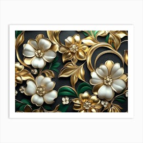 Gold Flowers 34 Art Print