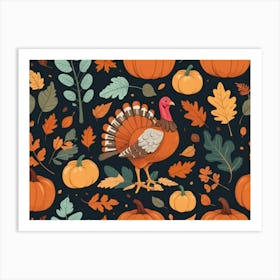 Default Happy Thanksgiving Day Vector Illustration With Turkey 1 Art Print