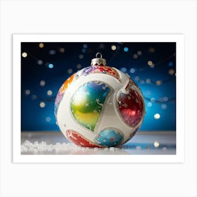 Porcelain Creature Shaped As A Christmas Ball Adorned With Multiple Hues Captured In Photorealism Art Print