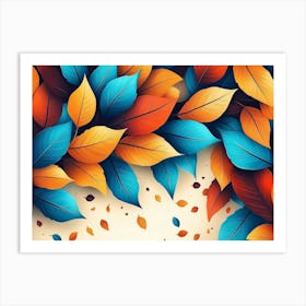 Beautiful Illustration Of Colorful Leaves 8 Art Print