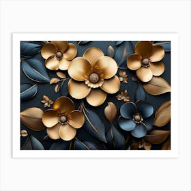 Gold Flowers 12 Art Print