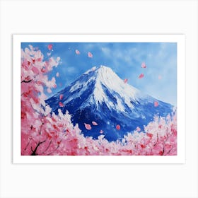 Cherry Blossoms On Mount Fuji Art Print