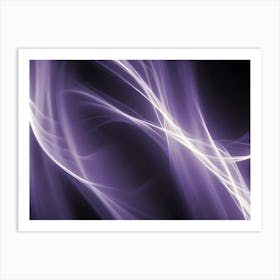 Abstract Image Of Flowing, Glowing Lines In Shades Of Purple And White On A Dark Background Art Print