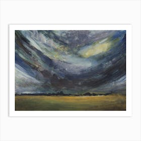 Gathering Storm - impressionism landscape hand painted dramatic sky nature Art Print