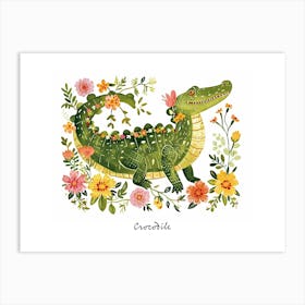 Little Floral Crocodile 5 Poster Art Print