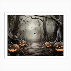 Halloween Pumpkins In The Woods 2 Art Print