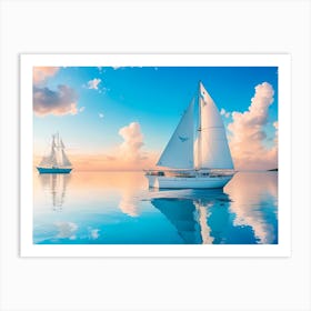 Sailboats In The Sea Art Print