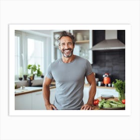 Healthy Man In Kitchen 4 Art Print