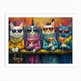 Cats At The Rooftop Bar 9 Art Print