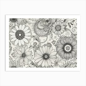 Black And White Flowers Art Print