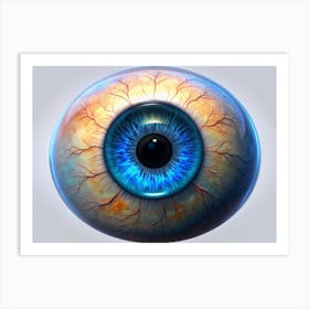 Close Up Of A Realistic Blue Eye With Visible Blood Vessels Art Print