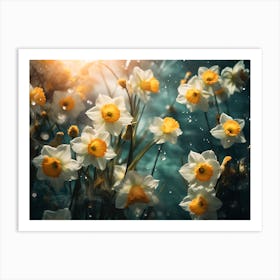 Daffodils In The Rain Art Print