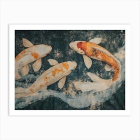 Koi Fish Ancient Tapestry 5 Art Print