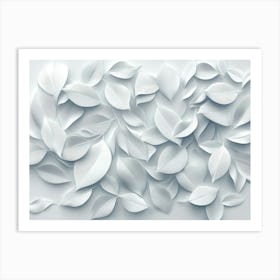 3d White Leaves Background Art Print