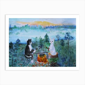 Cats Have Fun Cats Go Camping Art Print