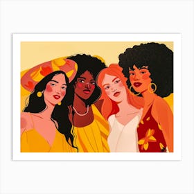 Four Women With Afros Art Print