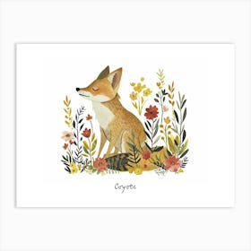 Little Floral Coyote 2 Poster Art Print