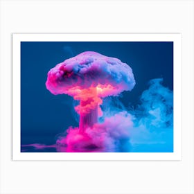 White Mushroom With Glowing Lights like an Atomic Bomb Art Print