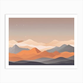 Misty mountains horizontal background in orange tone 34 Art Print