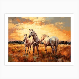 Horses Painting In Maasai Mara, Kenya, Landscape 4 Art Print