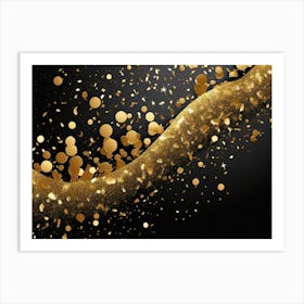 Gold Confetti On Black Background 3 Art Print