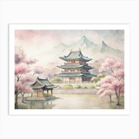 Asian Watercolor Painting Art Print