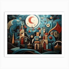 City Under The Moon Art Print