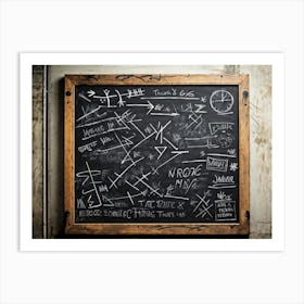 Blackboard With Abstract Graphics And Arrows Hand Drawn Lines Creating Realistic Textures Designs 2 1 Art Print