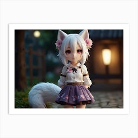 Anime Girl With A Fox Art Print