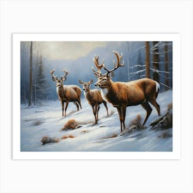 Deer Enduring The Winter Chill Art Print