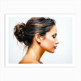 Side Profile Of Beautiful Woman Oil Painting 89 Art Print