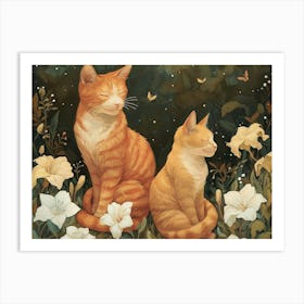 Floral Animal Illustration Cat 1 Art Print