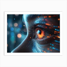 Digital Art Of A Woman S Eye With Glowing Lines Radiating Outward Art Print