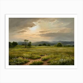 Sunset In The Meadow Art Print