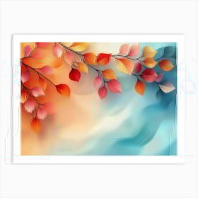 Elegant Colorful with Vibrant Flower Hanging Branches Background Art Print