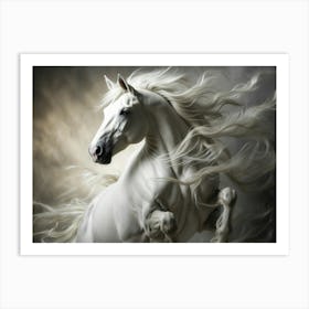 White Horse Wallpaper Art Print