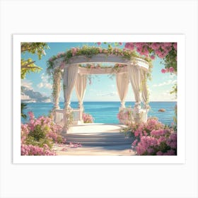 Artistic Depiction Of Stunning Seascapes Featuring A White Art Print