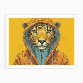 Yellow Leopard With Hoodie Pop Art Print