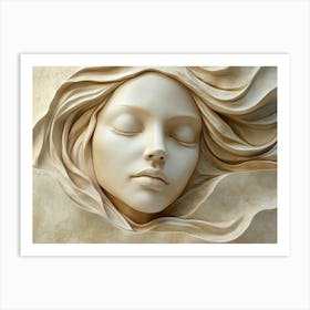 3d Relief Of Serene Woman's Face 1 Art Print