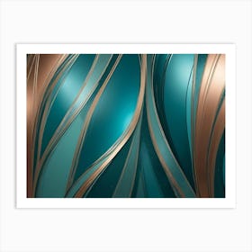 Abstract Background With Teal And Gold Swirls And Waves Art Print