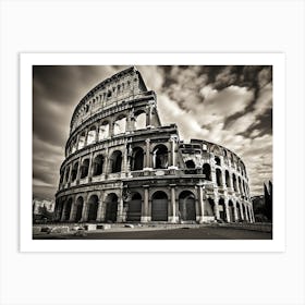 Black And White Photograph Of Colosseum Art Print