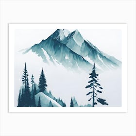 Mountain Background Minimal Landscape Art Very Plain Added Foreground Trees Watercolor Brush 13 20231027115713114 Owek D5nv Art Print