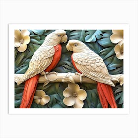 Beautiful Parrot 3d Relief Art 1 Art Print