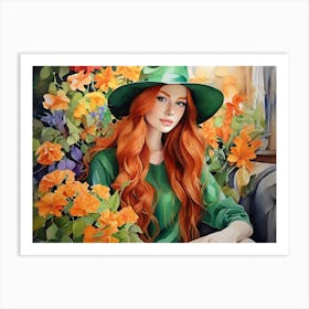 Girl Among Flowers 11 Art Print