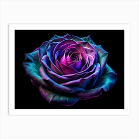 Close Up Of A Single Rose With Neon Colors Art Print