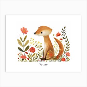 Little Floral Ferret 2 Poster Art Print